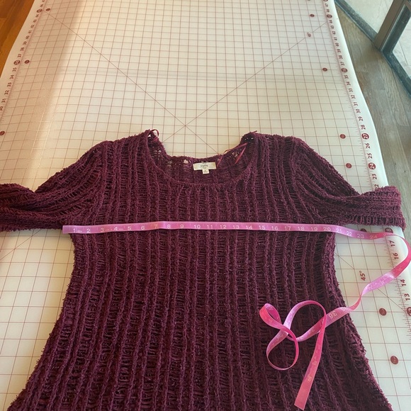 Anthropologie Entro size small burgundy wine purple knit fuzzy boho sweater - Picture 16 of 16